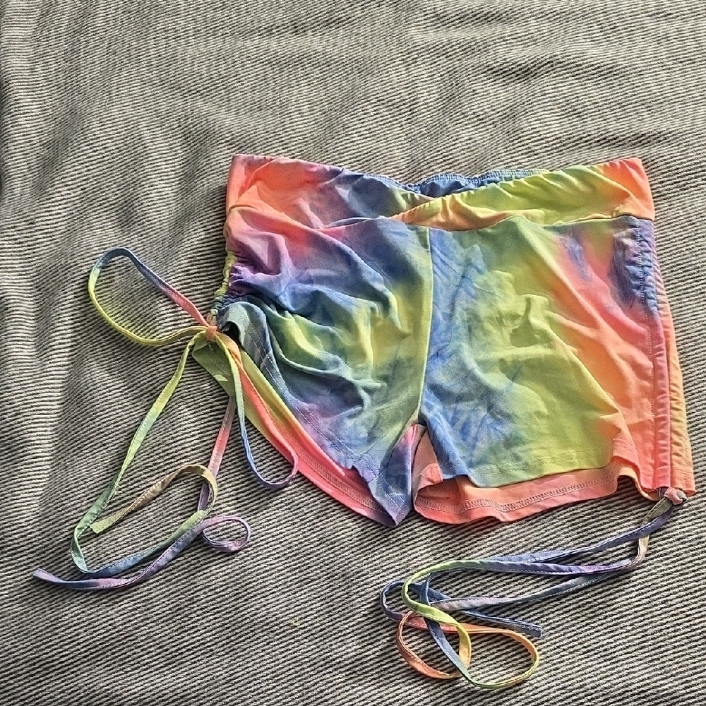 Vibrant Tie-Dye Shorts with Side Ties